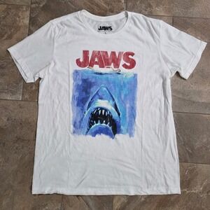 Mens Jaws Movie Shark Graphic T Shirt Large White Universal Studios